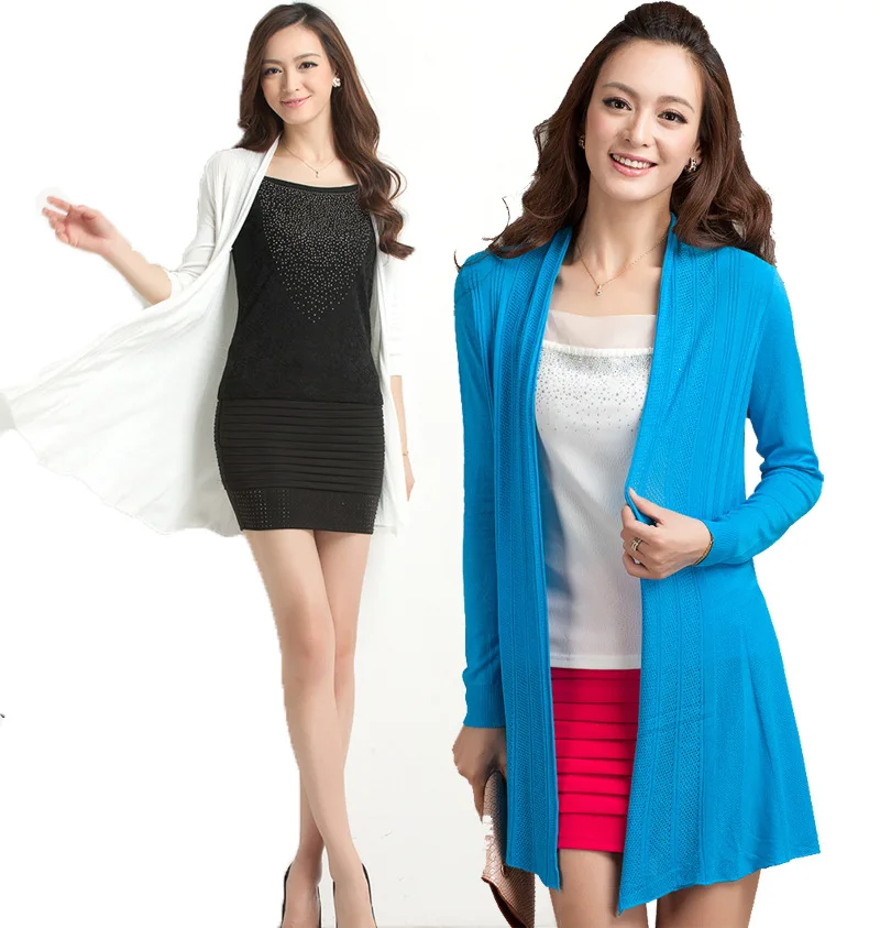 

Women Casual Long Sleeve Cardigan Knit Knitwear Coat Outwear Candy Colors Hollow Out Loose