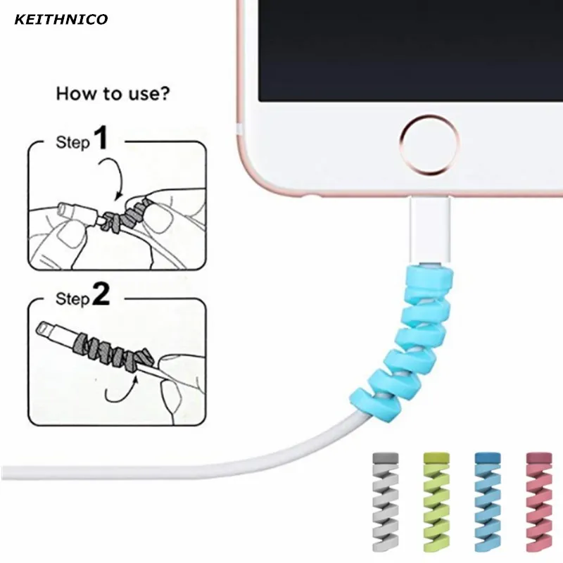 Keithnico 10 шт. спиральный кабель протектор провода шнур Организатор протетор для Apple Iphone зарядный кабель
