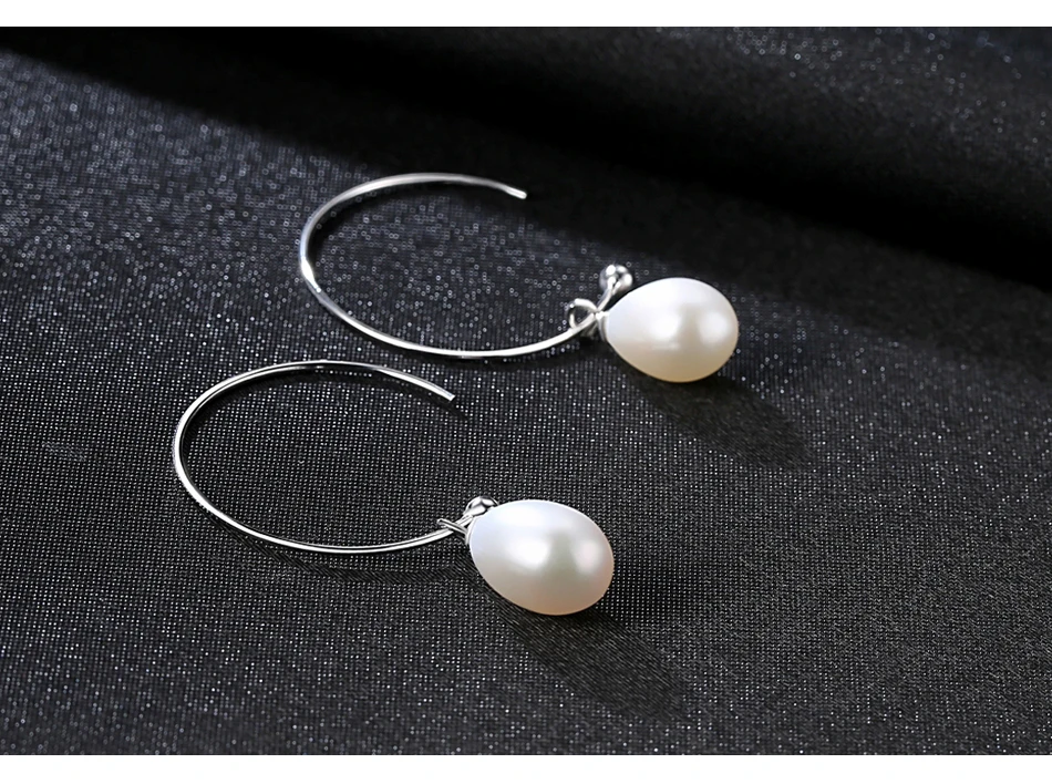Fenchen Big Circle Freshwater Pearls Drop Earrings Women Fine Jewelry Authentic 925 Sterling Silver Brincos Christmas Gift AE002