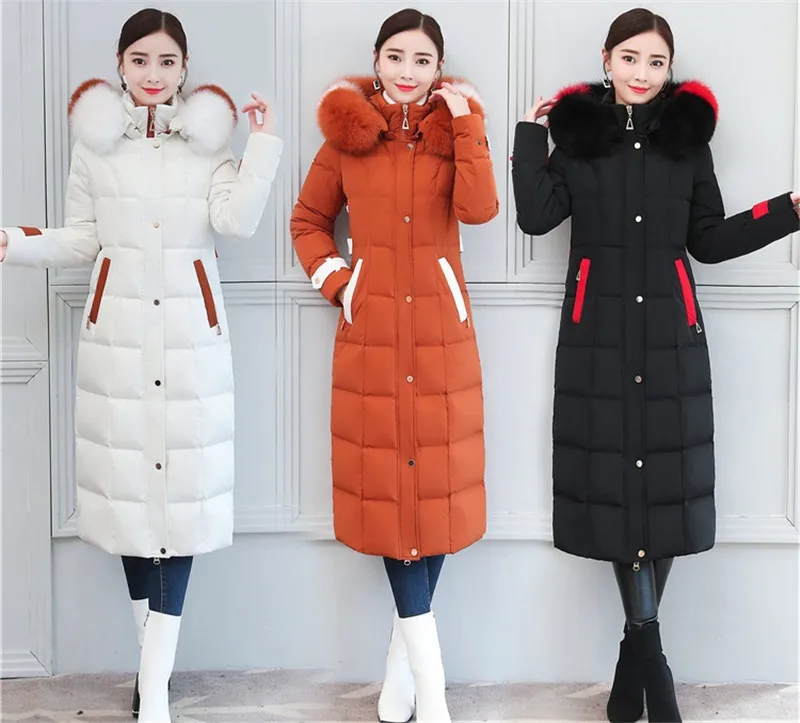 Clearance New Winter down jacket women Lengthen parka Fox big fur collar Hooded coat female Plus size Thicken high quality down coats 2199 3