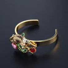 Les Nereides Esmalte Pulseras Chapado En Oro Animal Leopard Mano Enlace Mujeres Señora Regalo de Joyería de Moda de Buena Calidad Al Por Mayor