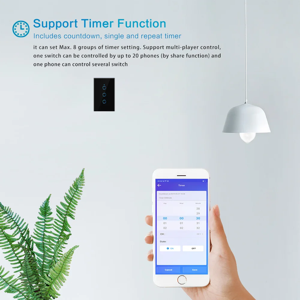 3 банды Wi-Fi сенсорный выключатель настенный светильник Панель Беспроводной интеллектуальный таймер и дистанционное управление приложение