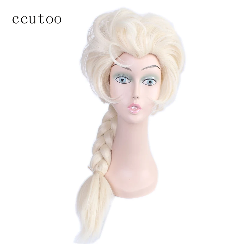 Ccutoo 50 см блонд длинный синтетический парик Эльзы высокая температура волокно коса Стиль Косплей Костюм Парики