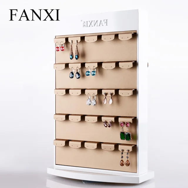Free Shipping PU Leather Rotating Earring Display Holder Jewelry Wood Painted Earrings Stand Free Shipping PU Leather Rotating Earring Display Holder Jewelry Wood Painted Earrings Stand