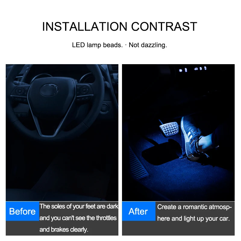 QHCP LED Car Atmosphere Lights Soles Ambient Mood Lamp Interior Decorative Foot Light Fit For Toyota Camry 2018 Auto Accessories