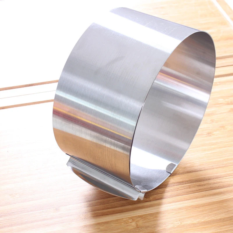 

Retractable Stainless Steel Circle Foam Ring Cake Baking Tool Set Size Shape Adjustable Bakeware Silver For Kitchen Tools