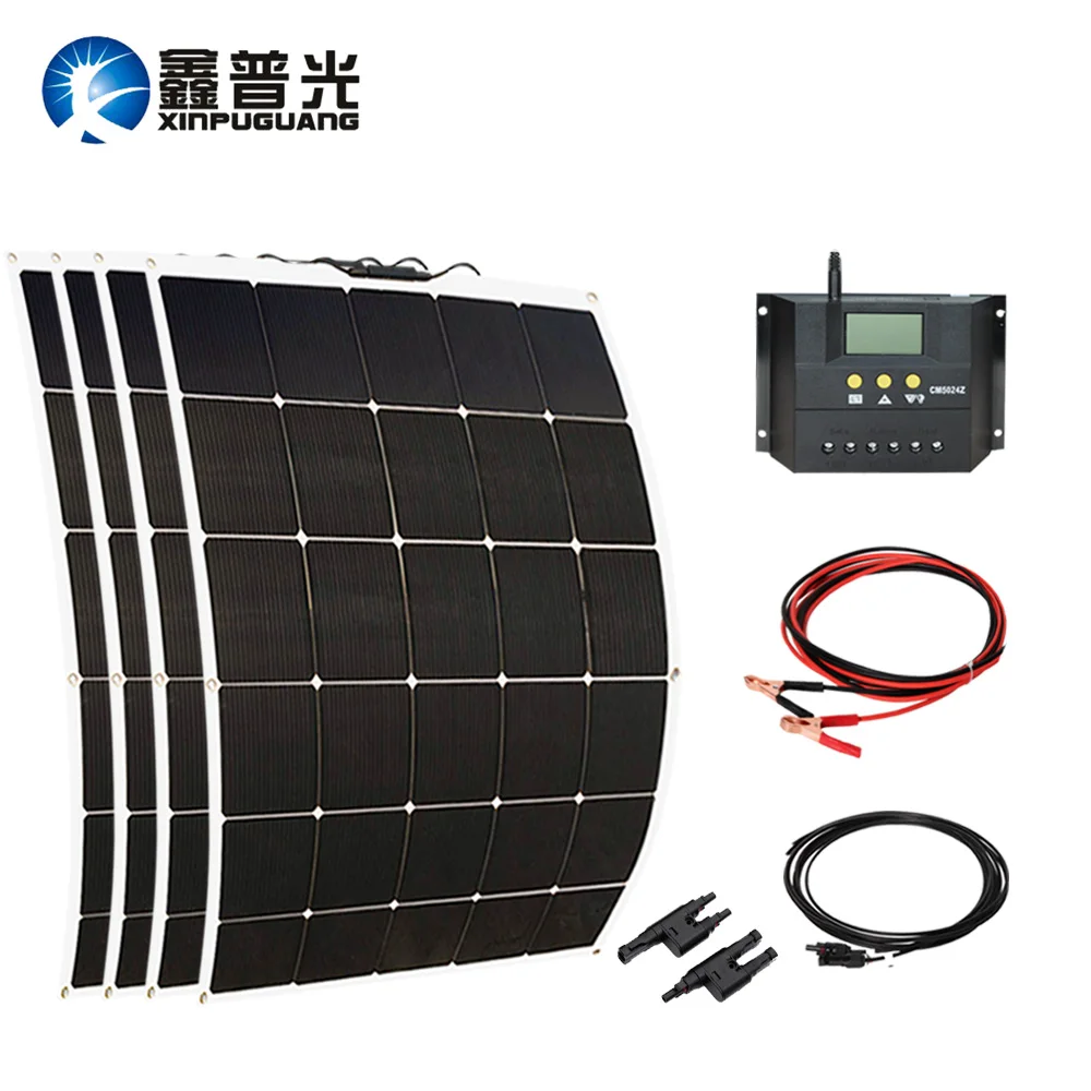 

600w solar system kit 150w*4 flexible soalr panel 50A controller PV module cable MC4