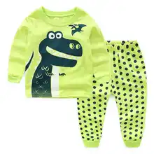 Пижама с динозавром для мальчиков; детская одежда для сна с акулой; комплект детской одежды с героями мультфильмов; детская пижама с длинными рукавами; домашняя одежда для мальчиков; KL016