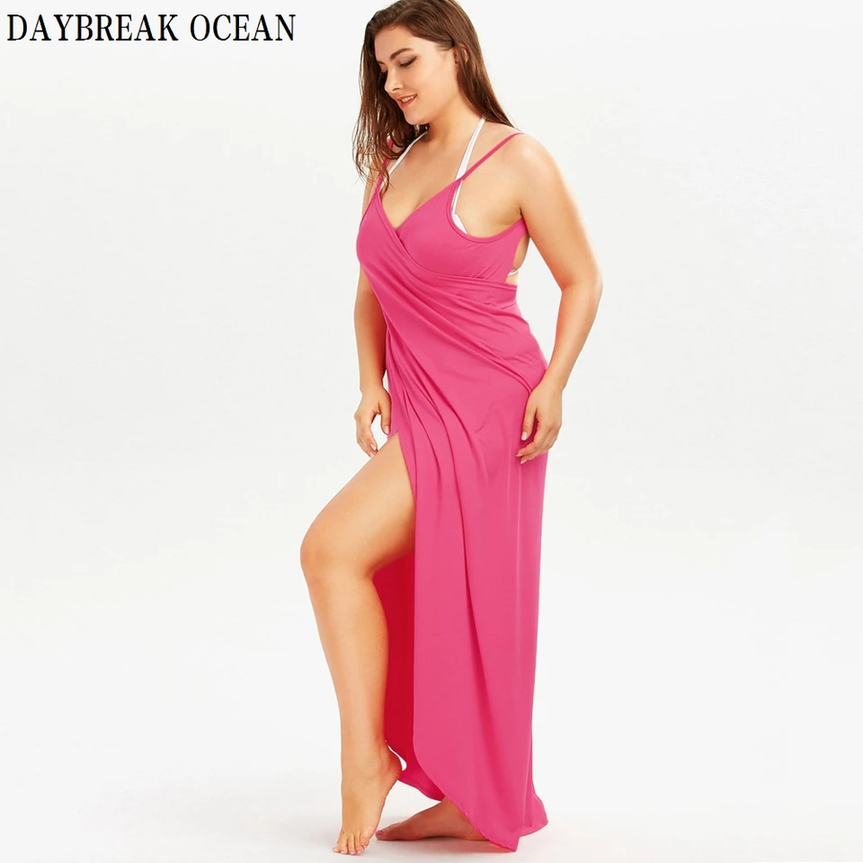 beach maxi wrap slip dress