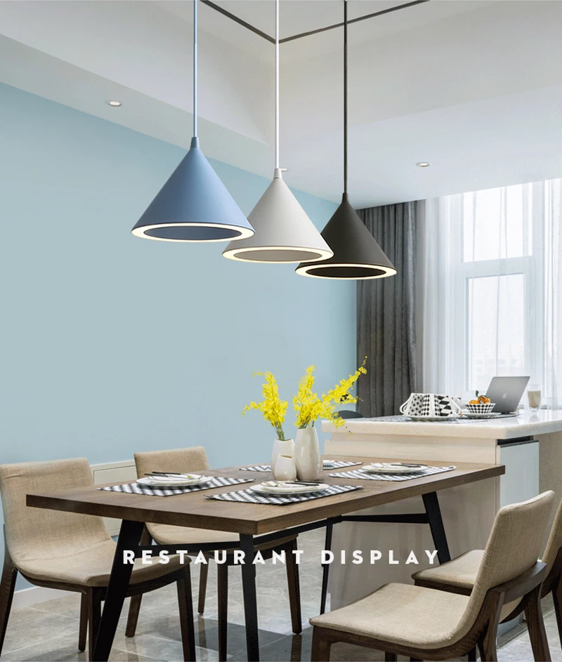 Nordic Simple Modern LED Pendant Lights Makaron Hanging Light Minimalism Dining Room Lights Fixtures Kitchen Lighting Pendants (1)