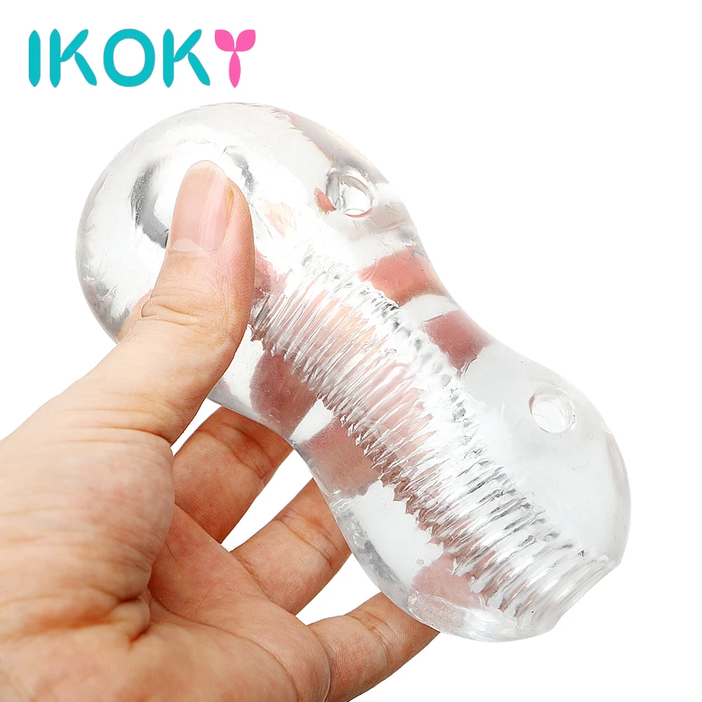 IKOKY Male Masturbator Soft Jelly Sex Toys for Men Orgasm Transparents Penis Training Exercise Adult Products TPE Sex Shop