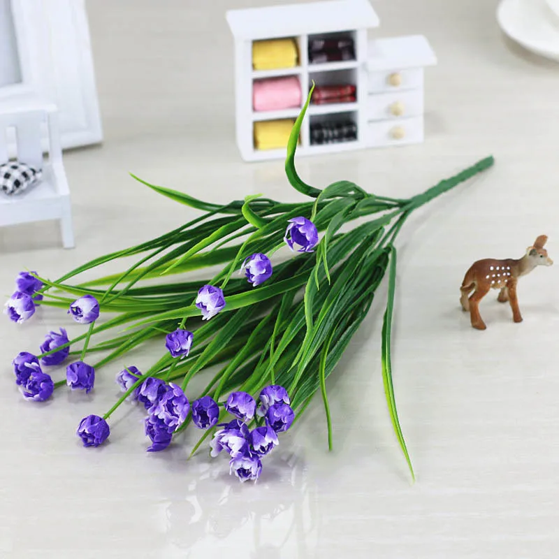 Flone Artificial Plastic Fake Flowers 35cm Small Flower Bouquet Tulip Home Living room Warm Decoration Garden Artificial Flowers (36)