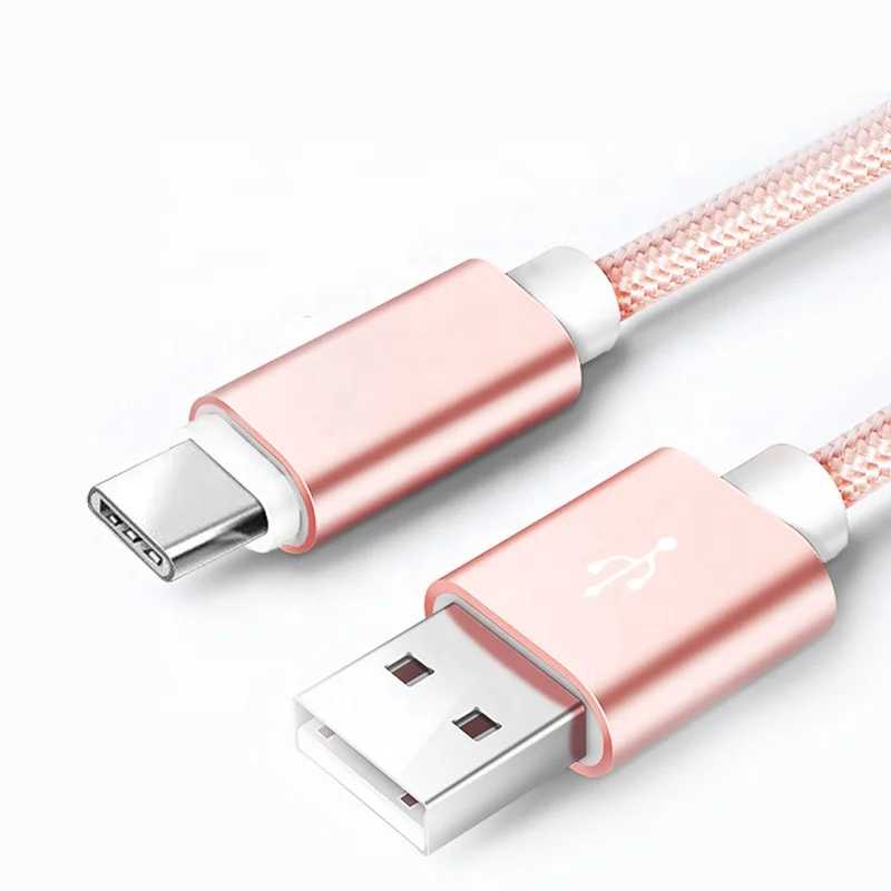 HANNORD USB C кабель 2A Быстрая зарядка нейлоновая оплетка type C кабель для передачи данных зарядный кабель для телефона Android samsung HUAWEI xiaomi - Цвет: Rose Golden