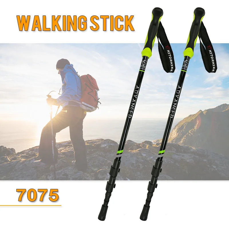 

High quality Nordic Walking Poles Trek Pole Telescopic Alpenstock 7075 Aluminum Alloy Shooting Crutch Senderismo Walking Stick
