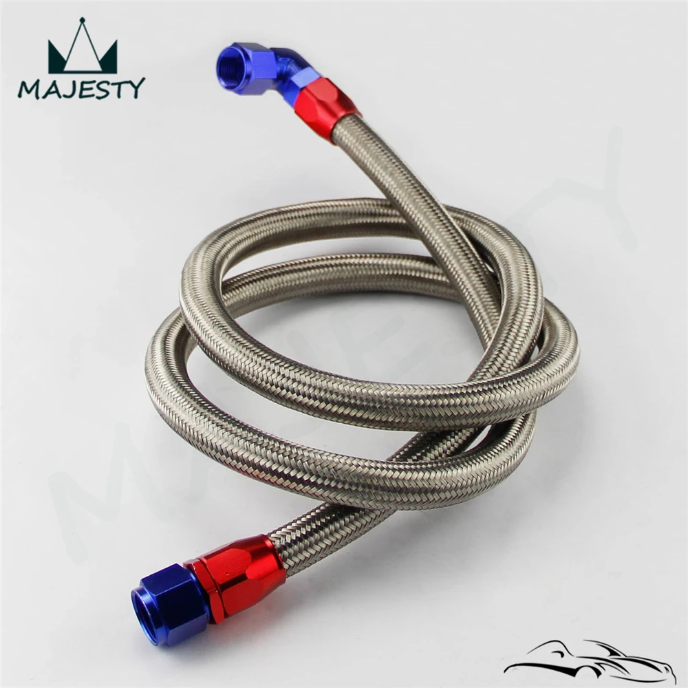 63" 10AN Nylon Steel Braided Oil Fuel Line Oil Cooler Relocate Hose Kit
