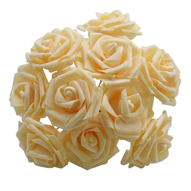 10/20/30 Heads 8CM New Artificial PE Foam Rose Flowers Bride Bouquet Home Flower Wedding Decorations Scrapbooking DIY Flower dark champagne