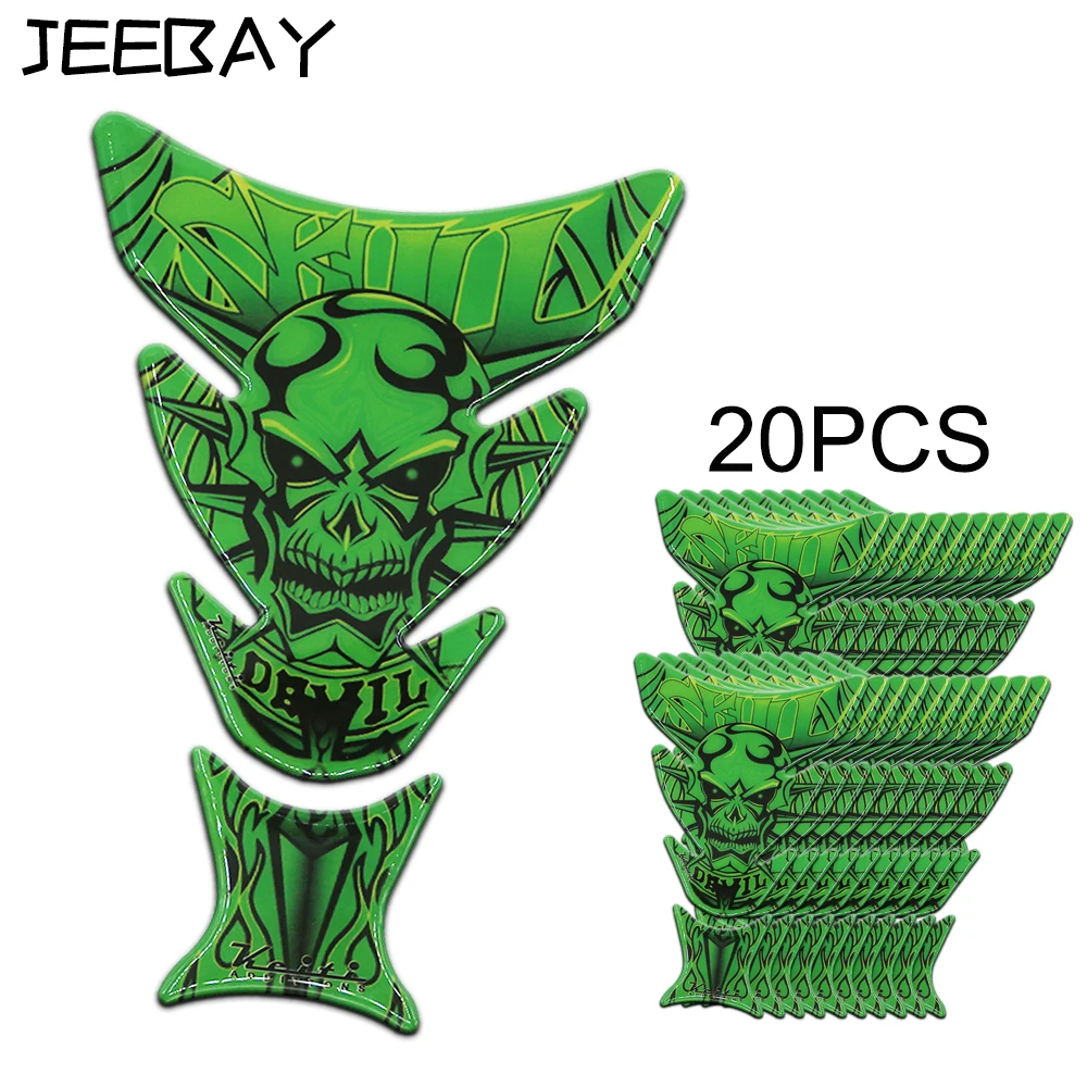 Buy JEEBAY 20pcs green skull grain motorcycle tank pad
