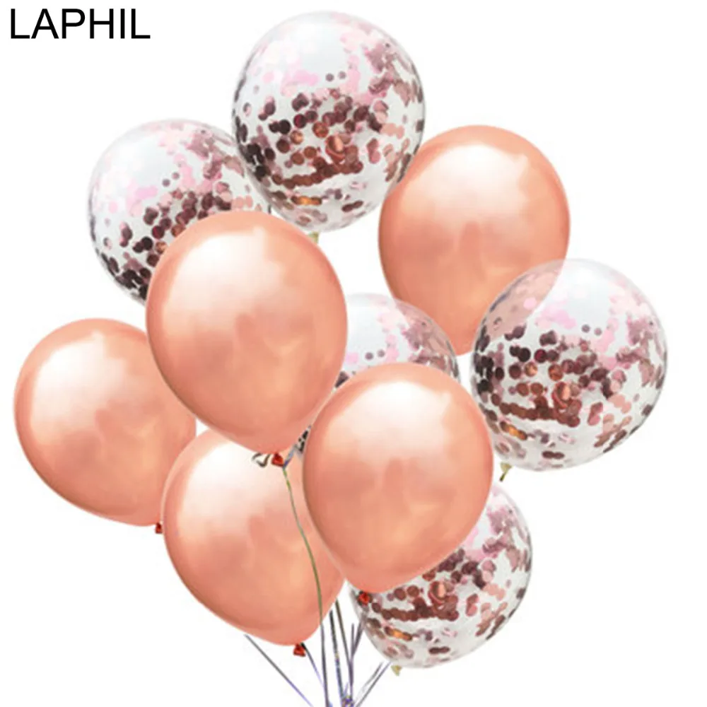 

LAPHIL 10pcs Rose Gold Champagne Confetti Balloon Set Baby Shower Gender Reveal Ballons Boy Girl Birthday Party Decorations Kids
