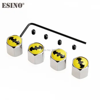 

4 x Car Styling Funny Batman Cartoon Anti-theft Stainless Wheel Tire Valve Stems Caps Car Wheel Tire Stem Air Valve Caps