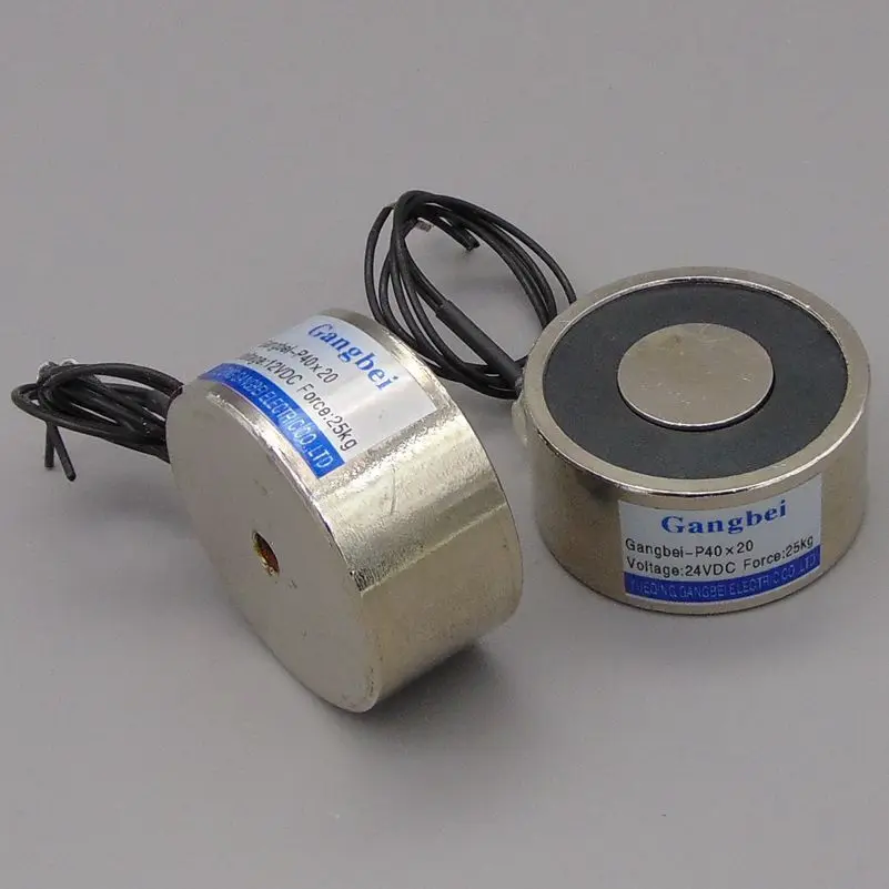 

Gangbei-4020 Holding Electric Magnet , Lifting 25KG 250N Solenoid Electromagnet 24VDC 12VDC