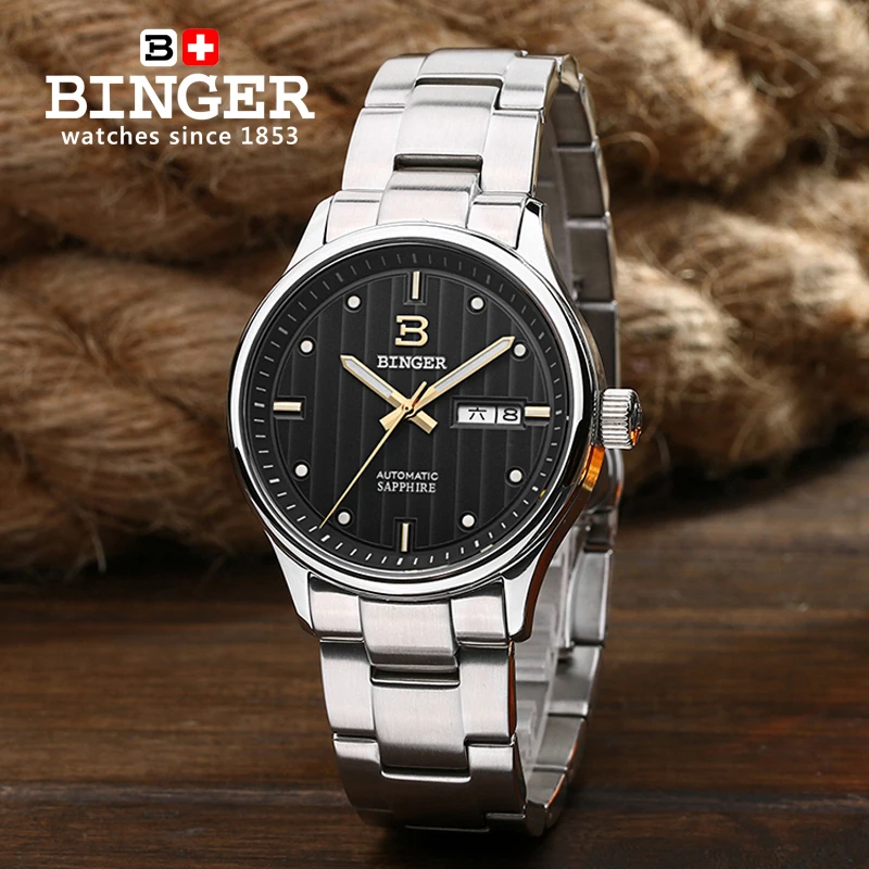 BINGER Top Brand Watch Automatic Mechanical Watches Men Fashion Luxury Sapphire Crystal relogio masculino Free shipping