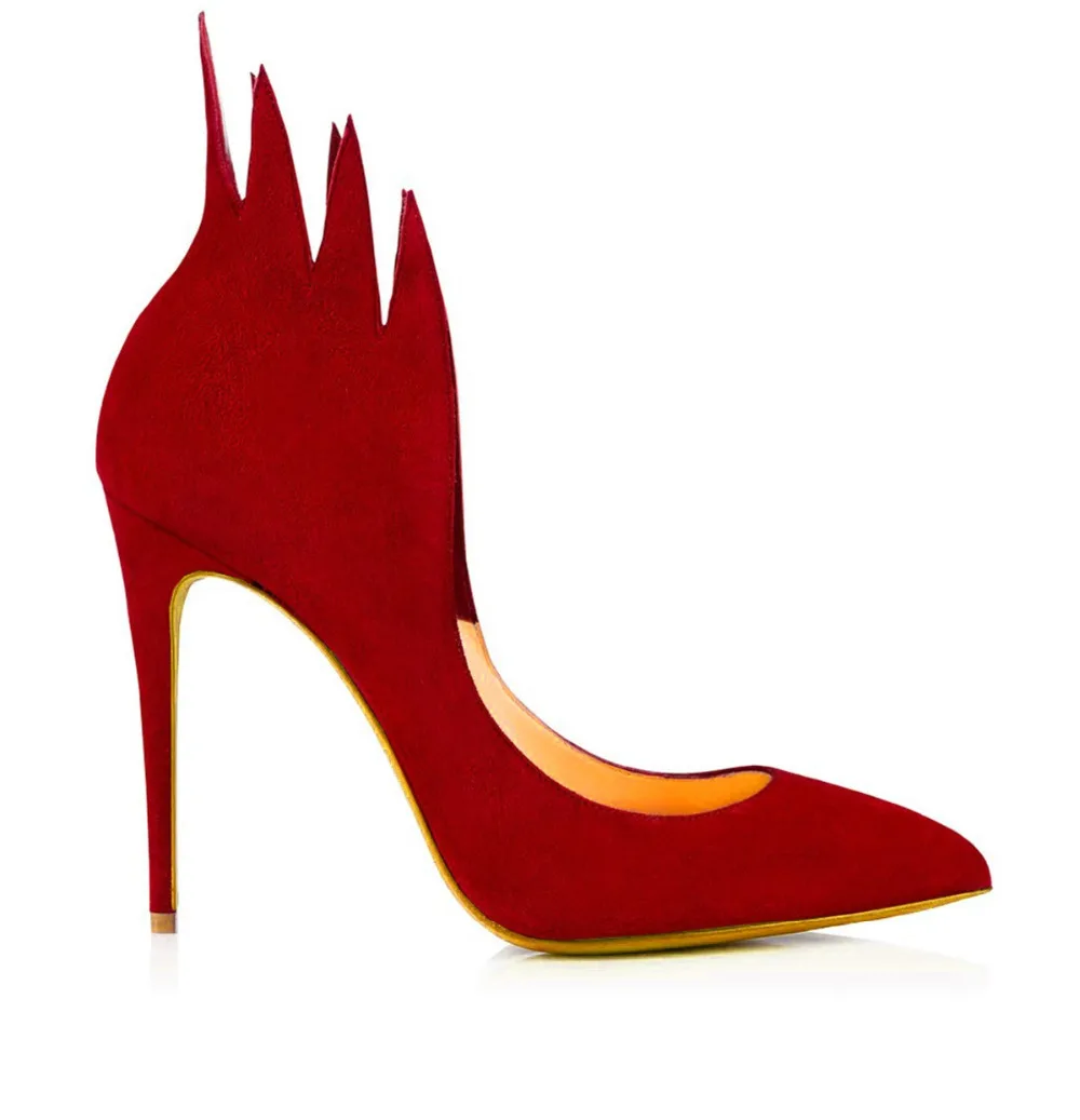 MStacchi/весенние модные женские туфли-лодочки красного цвета; флоковые туфли с закрытым острым носком на очень высоком каблуке 12 см; женские свадебные туфли для вечеринок