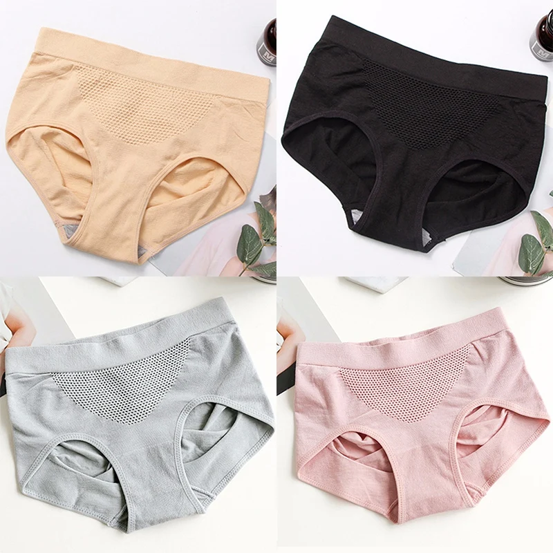 

summer Japanese thread cotton briefs Woman honeycomb warm palace anti-lighting hip safety underwear