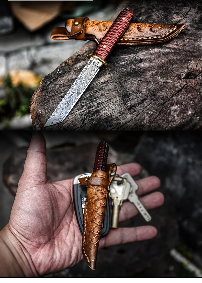 Voltron самообороны военный Короткий нож, подвесной ключ коллекция мини дамасский стальной нож, портативный нож
