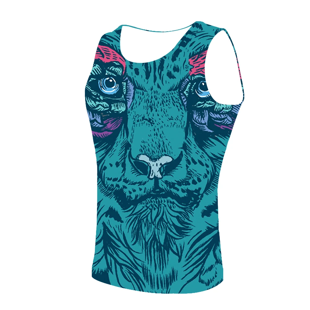 

2019 Summer Style Mens gym tank top men Bodybuilding Slim Fitness mens clothing animals 3D Print male Vest Sleeveless TOPS