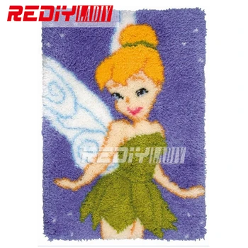 

rug Latch Hook Rug Wall Tapestry Acrylic Yarn Embroidery Cushion DIY Carpet Rug Fairy Angel Pre-Printed Floor Mat for Living Ro