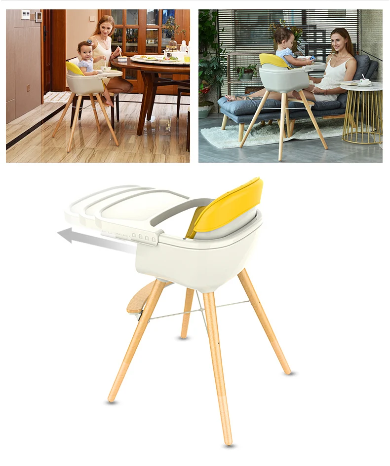 Детский обеденный стул, многофункциональный регулируемый деревянный детский стол, стул для еды, детский стульчик из твердой древесины