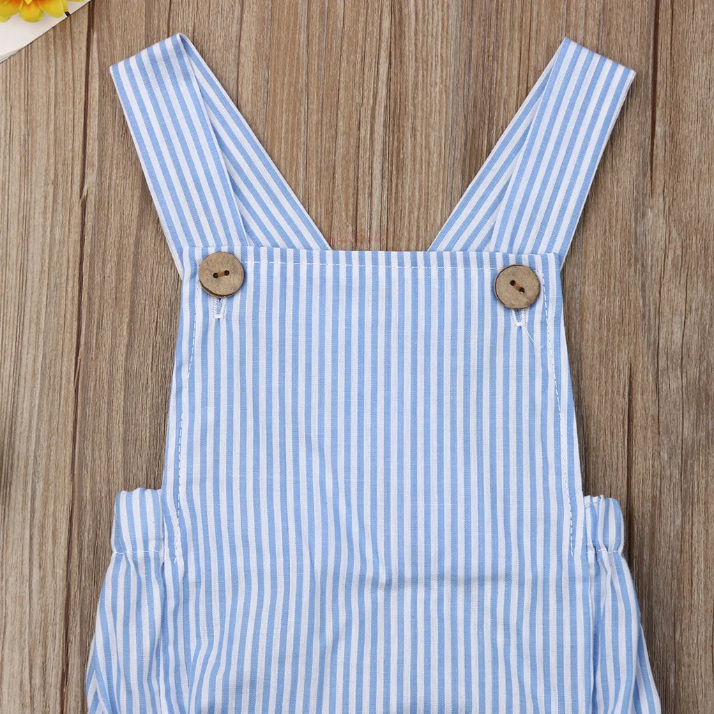 Newborn Baby Rompers Baby Boy Girls Sleeveless Plain Romper Baby Girls Jumpsuit Summer Infant One-pieces Striped Clothes Outfits