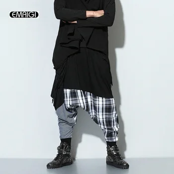 

Men's Casual Pant Splice Harem Pants High Quality Men Hip Hop Loose Dancing Pants Fashion Male Skirt Trousers