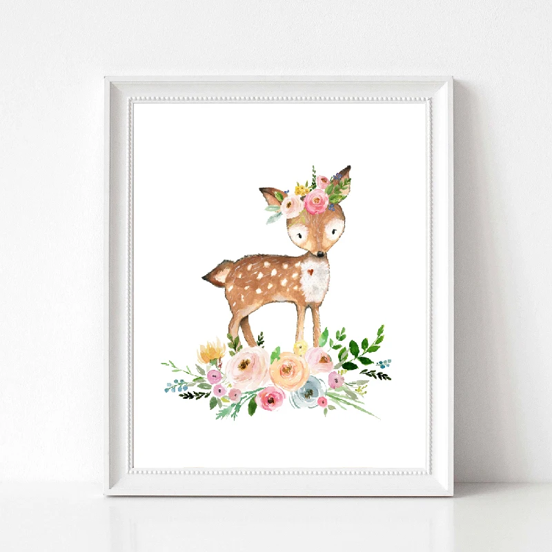 Deer canvas print nursery wall art decor