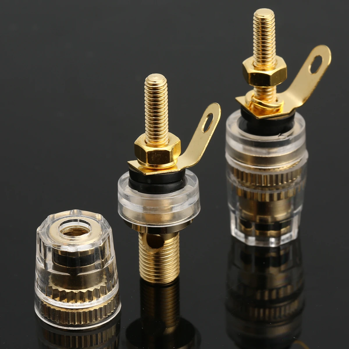 8pcs/lot 42mm Gold Plated Speaker Terminal Binding Post Amplifier Connector Suitable for 4mm Banana Plug