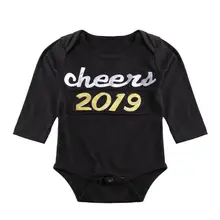 

Newborn Baby Clothes 2019 Cheers Letters Print Bodysuit Long Sleeve O-Neck Loose Autumn Basic Jumpsuit New Year Outfit 0-18M