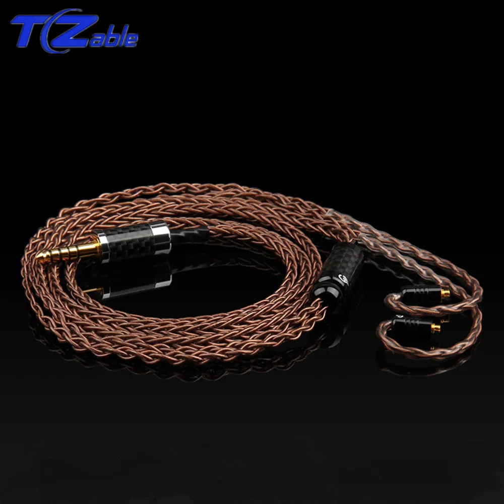 Hifi Earphone Audio Cable 4 4mm 3 5mm Headphone Jack 0 78 2pin Aux Cord For MMCX Cable 8 Core Silver Coated Copper Wire