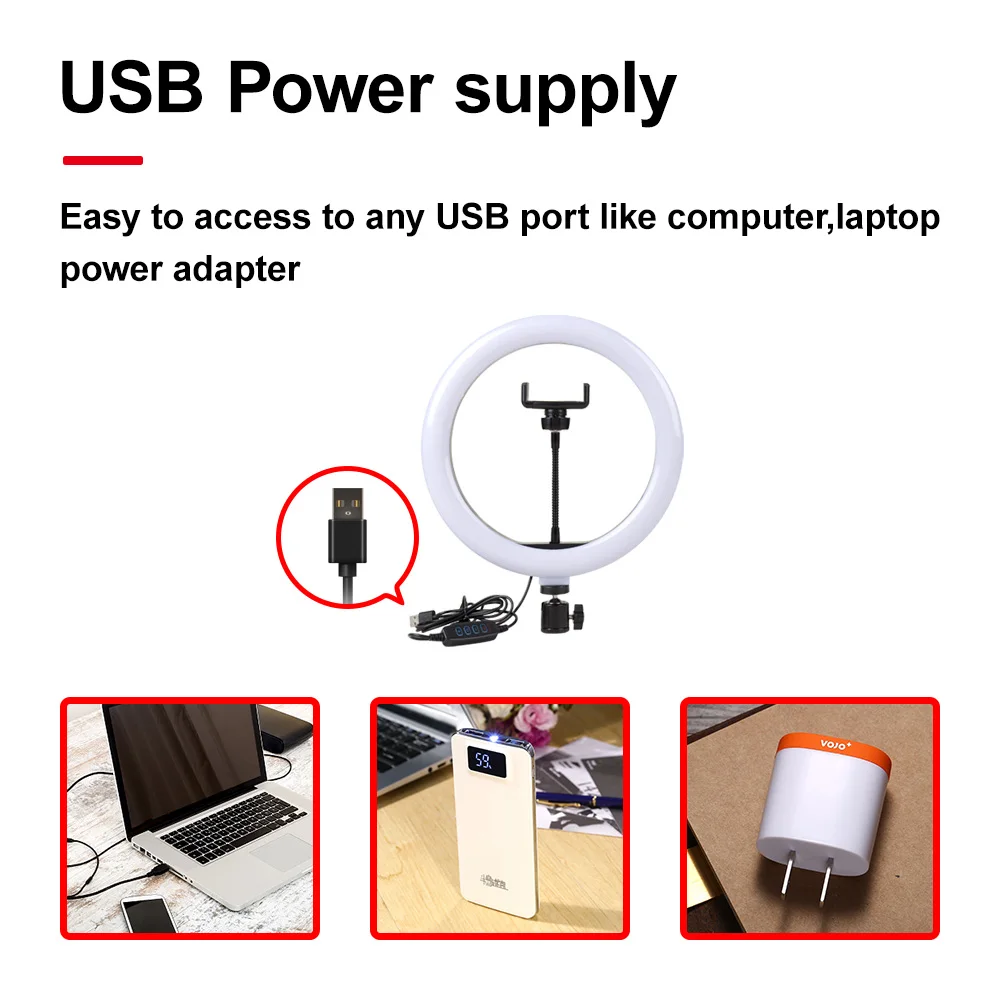  Yizhestudio 10inch 26cm USB Interface Dimmable LED Ring Light lamp Camera Phone Photography Video M - 33039475896