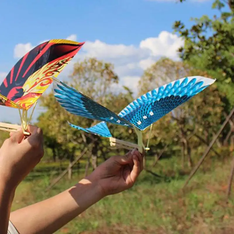 

High Quality Blue Fun & Sports Kite Flying Kids Toys for Children Interactive Toy Cartoon Rubber Band Power Flying Bird Kites