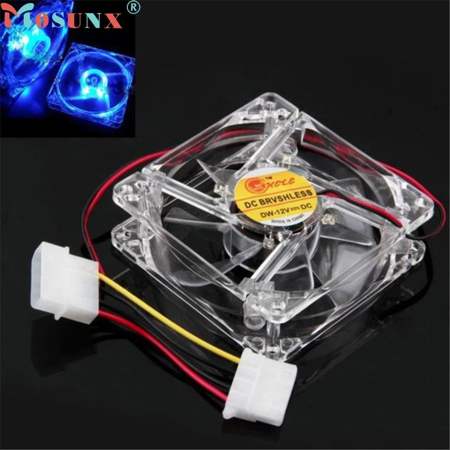 

ecoisin2 Mosunx Blue Quad 4-LED Light Neon Clear 80mm PC Computer Case Cooling Fan Mod 17mar20