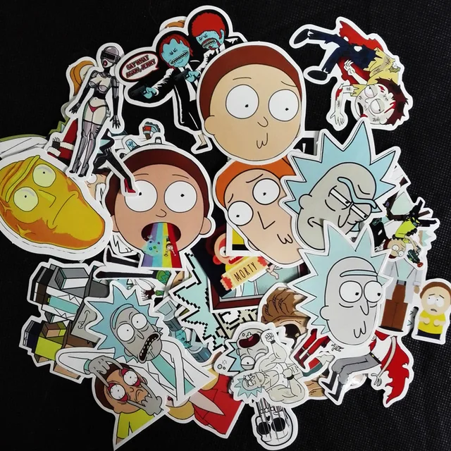 35pcs lot fun cartoon rick and morty stickers for car doodle