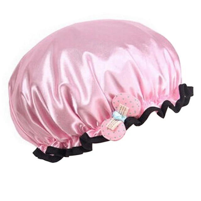 Cute Bow Elastic Shower Waterproof Shower Cap Girls Caps for Ladies
