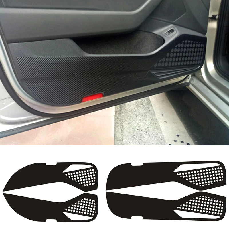4 pcs New Car Side Door Inner Decal Anti kick Protective Carbon fiber ...