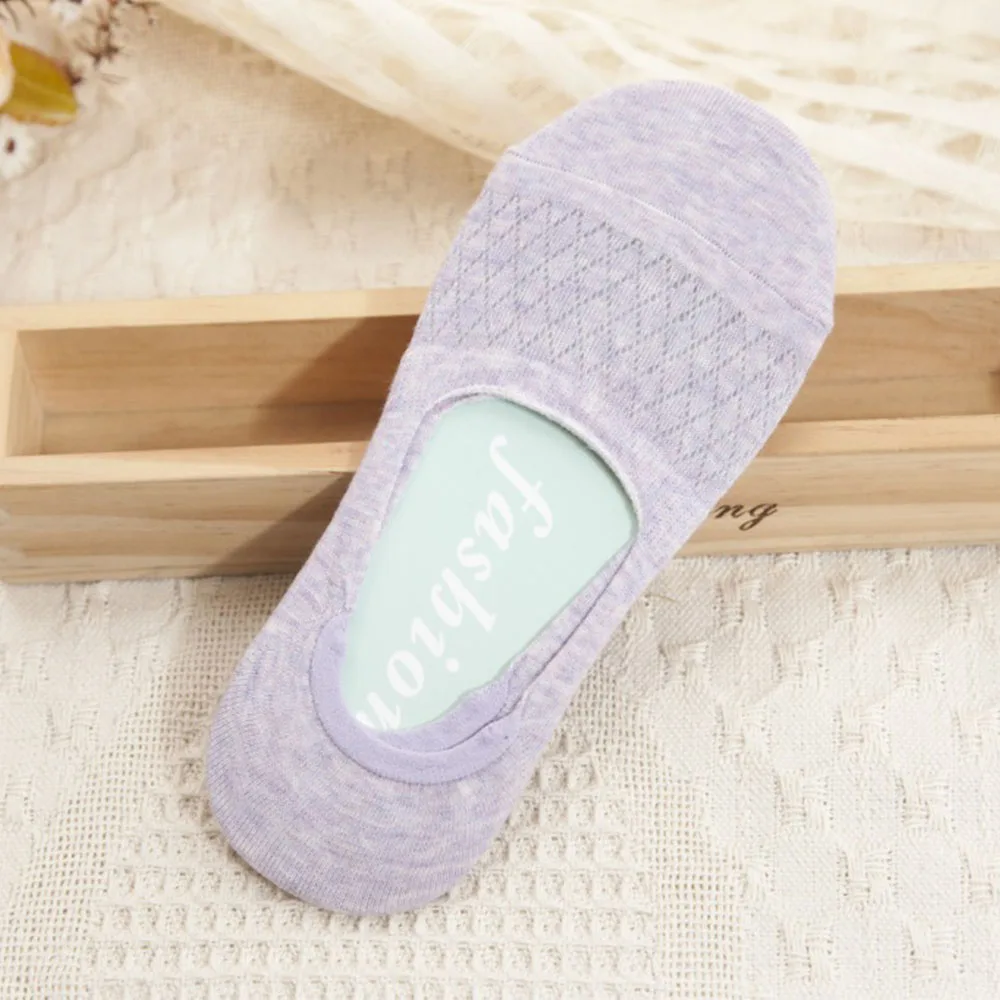 light purple 1 пара невидимых носков для ухода за ногами с открытым носком до середины лодыжки, женские ультратонкие модные хлопковые дышащие летние носки-башмачки - Цвет: light purple