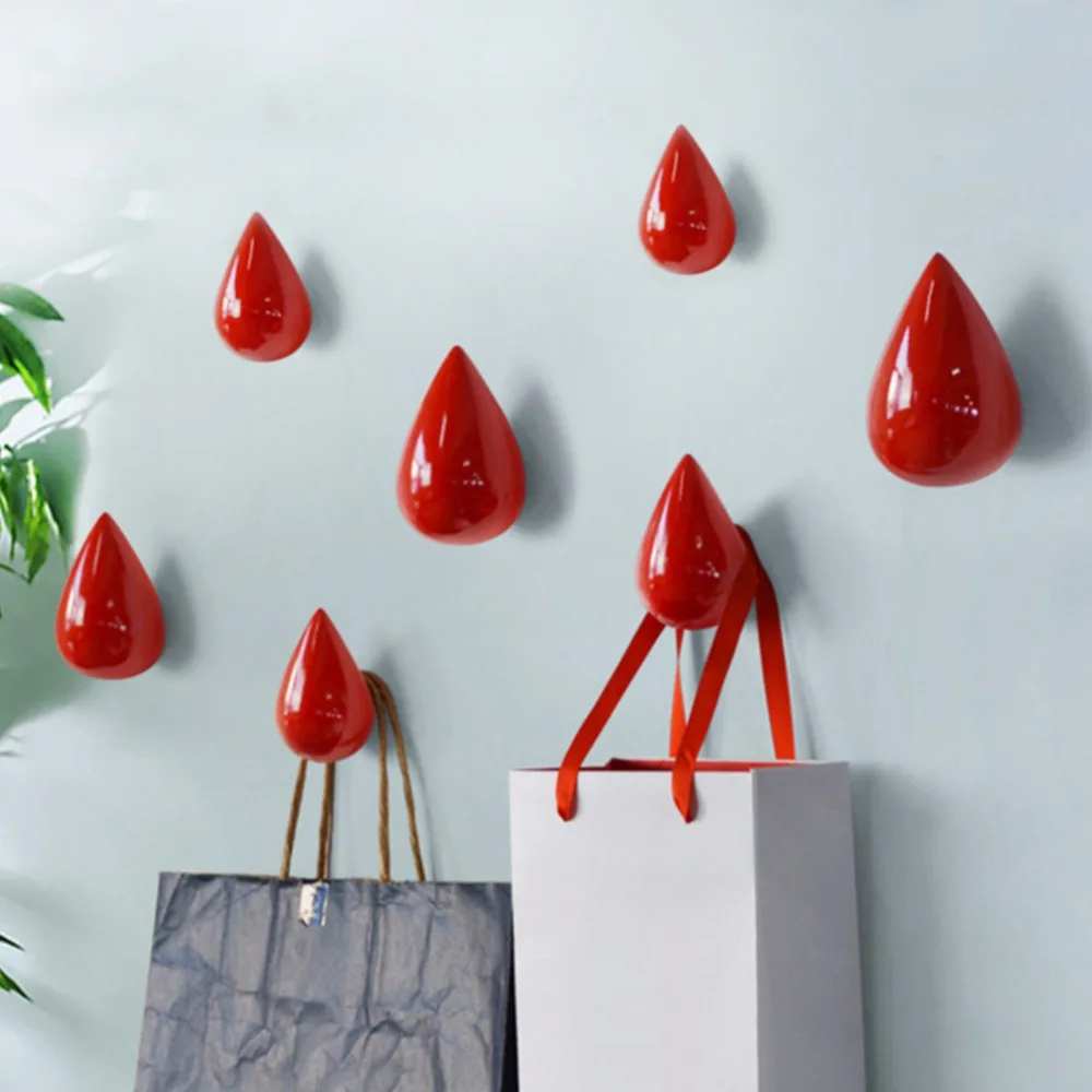 

Decorative Handbags Hat Coat Hanger Colorful Water Rain Drop Resin Wall Hooks Simple Modern Design Home Decoration