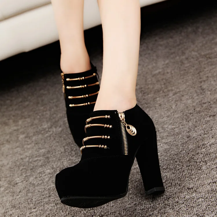 

YeddaMavis Black Women Boots Womens Shoes 2019 New Round Head Side Zipper Ankle Winter Boots Women Shoes Woman Zapatos De Mujer