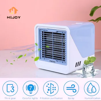 

USB Mini Portable Air Conditioner 4 colors Humidifier Purifier 7 Colors Light Desktop Air Cooling Fan Air Cooler For Office Room