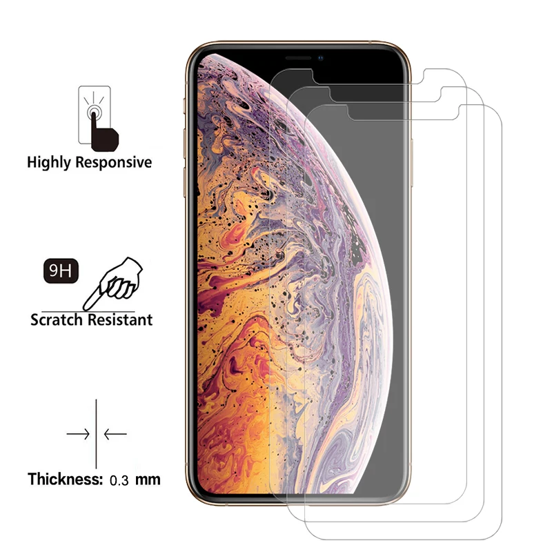 3 шт Защитное стекло для iPhone 6 6S 7 8 plus X XR XS MAX на iphone Защита экрана 5 5S SE|Защитные