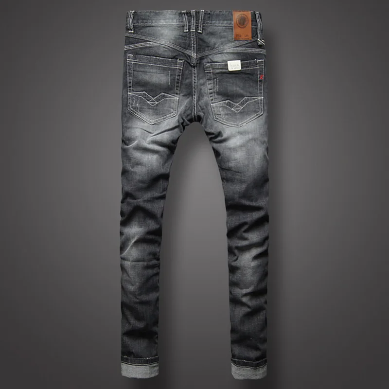 Italian Style Retro Mens Jeans Black Color Slim Fit Denim Jeans Men Buttons Pants Brand Clothing Fashion Skinny Jeans Size 29-38