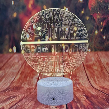 

New 3D Illusion Star Wars Death Star 7 Gradient Auto Color Lights Led Lights Child Light Decor Lights Birthday New Year Gifts